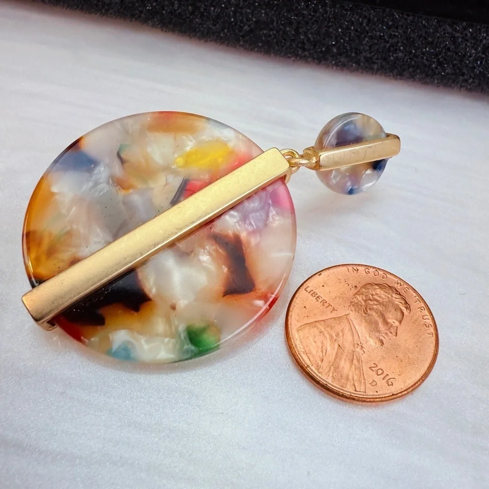 Multicolor Goldtone Accent Resin tortoise pierced Earrings